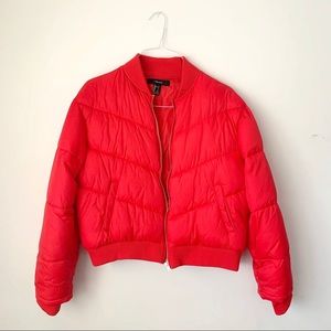 Forever21 Cropped Red Women’s Puffer Jacket - L